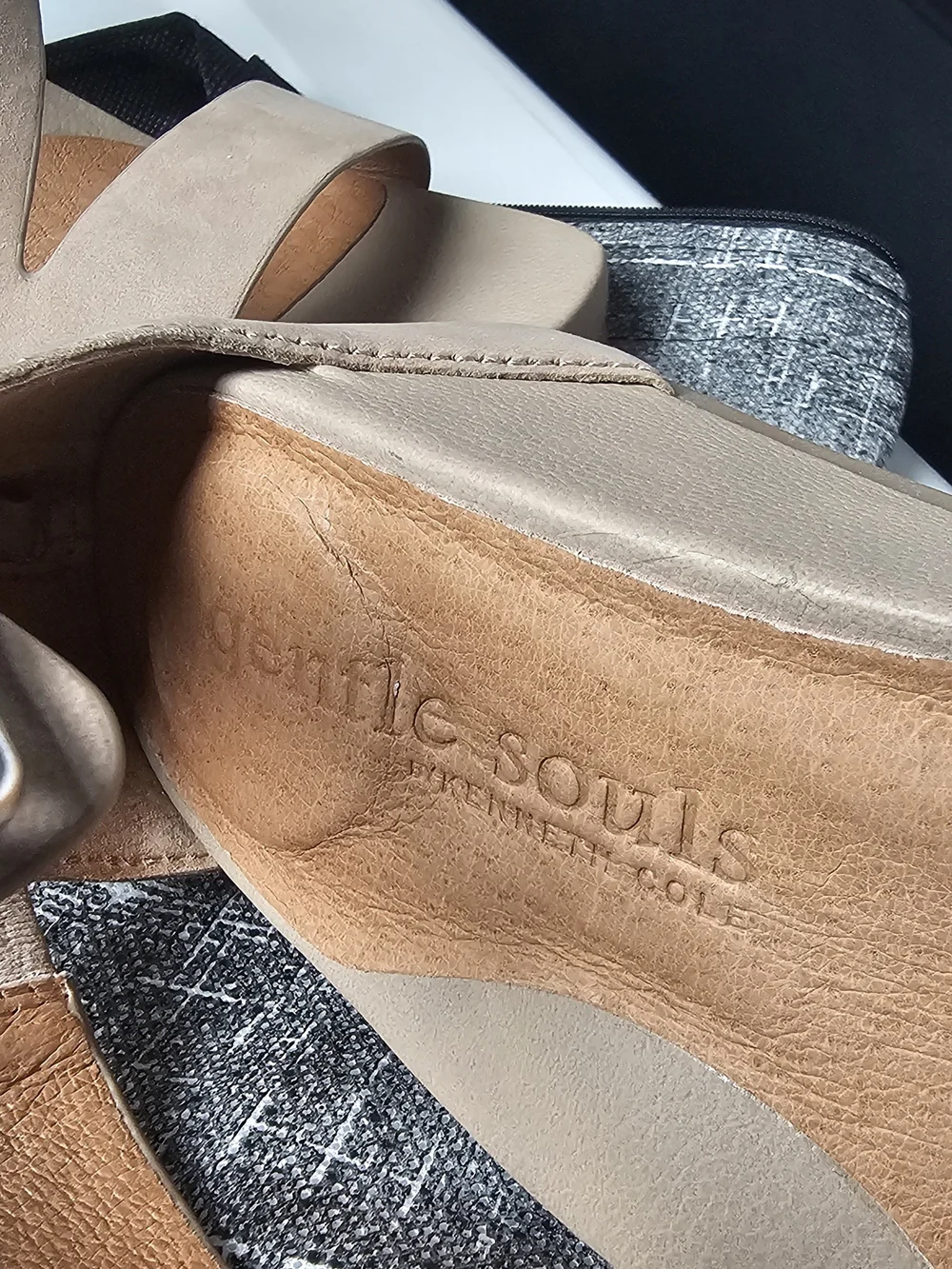 Women's Sandals with Crisscross Ankle-Strap in Taupe by Gentle Souls - Picture 5 of 9